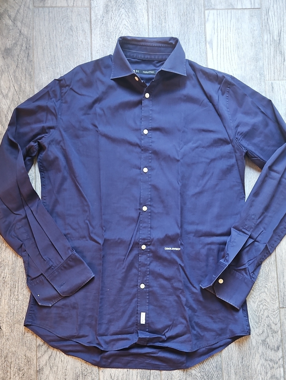 DSQUARED2 Men's Navy Blue Long-Sleeve Dress Shirt